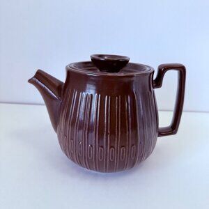 VTG Red Wing Mid Century Modern  Brown Tea Pot W/Lid Greenwich Stone Pattern